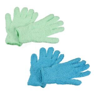 Dusting Cleaning Gloves Microfiber Mittens for Windows, Blue Mint Green 2 Pairs